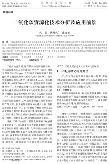 二氧化碳資源化技術分析及應用前景