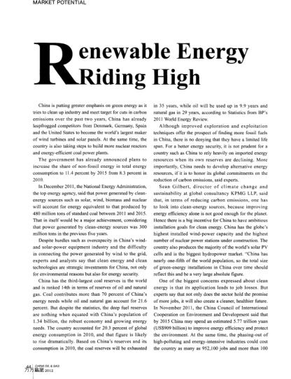 Renewable Energy Riding High