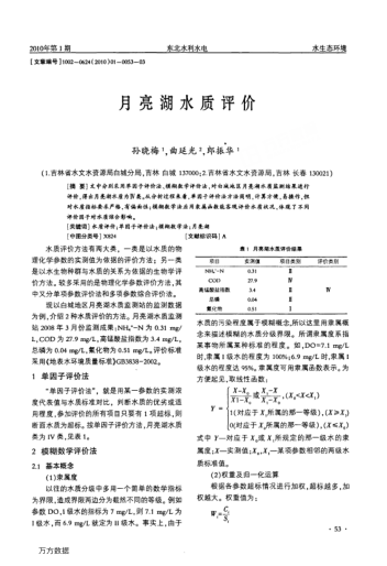 月亮湖水質(zhì)評(píng)價(jià)
