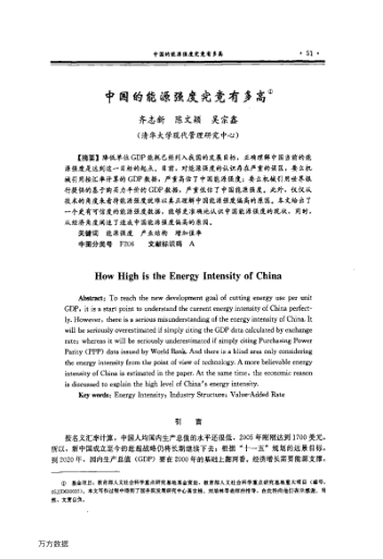 中國的能源強度究竟有多高