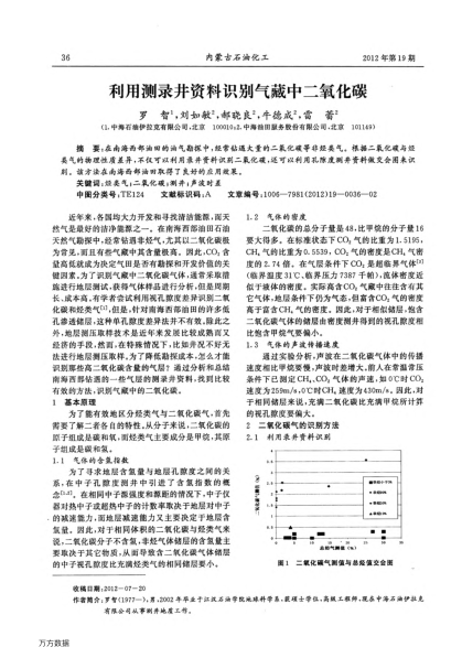 利用測(cè)錄井資料識(shí)別氣藏中二氧化碳