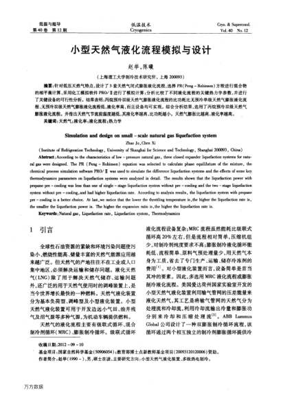 小型天然氣液化流程模擬與設(shè)計(jì)