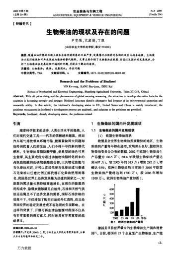 生物柴油的現(xiàn)狀及存在的問題