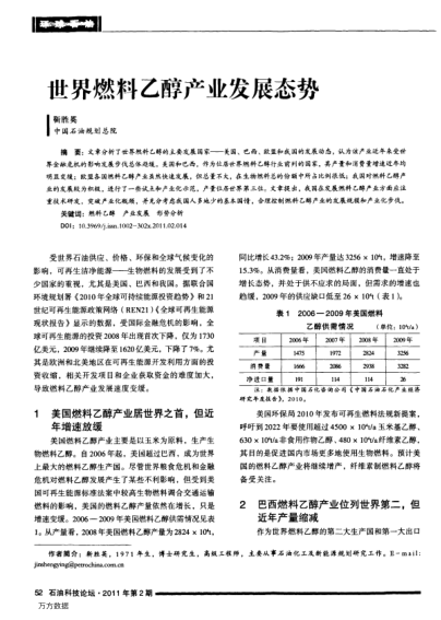 世界燃料乙醇產(chǎn)業(yè)發(fā)展態(tài)勢